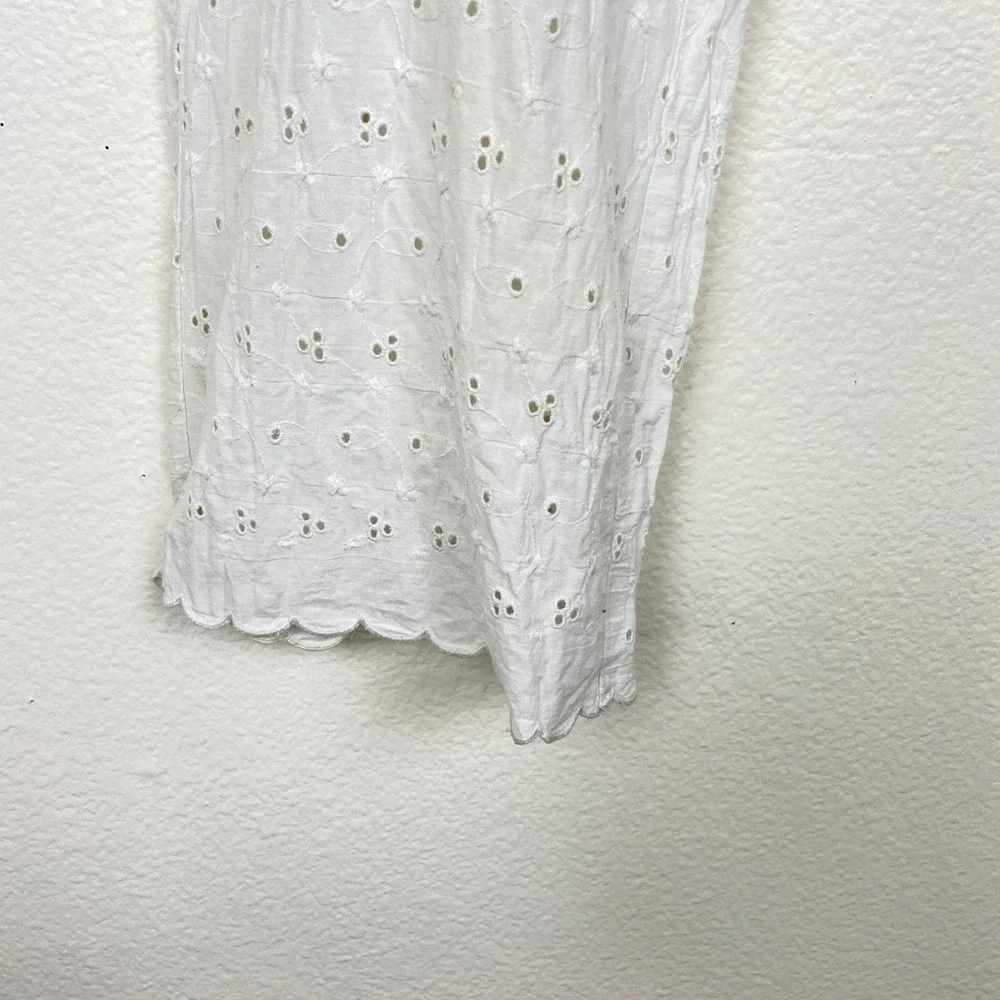 Vintage Womens Pants Sz M Eyelet Bloomer Ruffle Cottage Cotton Lounge Boho White
